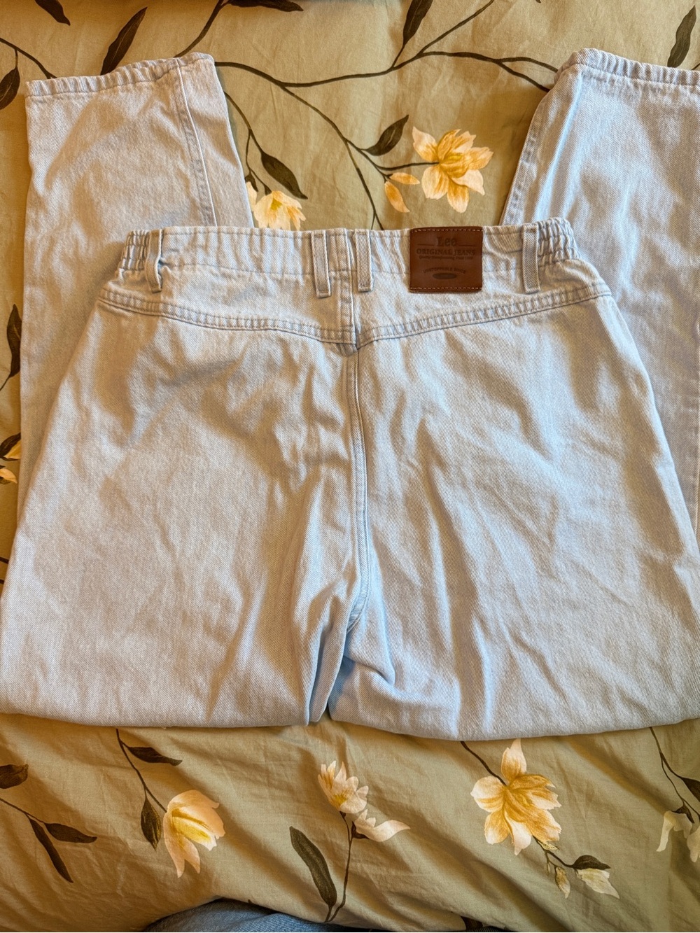 Vintage Lee Light Blue Denim Jeans with Brown Leather Patch